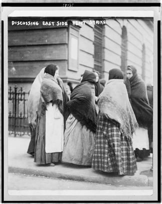 Group of women discussing 1907 rent strike