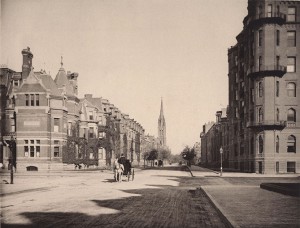 View of Newbury Street from Dartmouth Street.