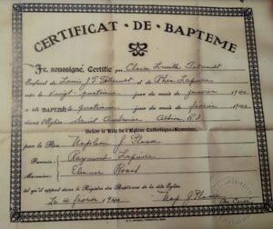 Certificat de Bapteme