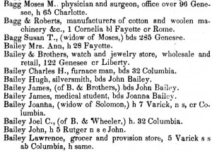 A page from the 1850-51 edition of the Utica City Directory.