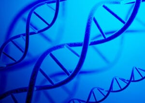 DNA strands on a blue background