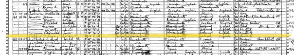 Scan of 1920 census record showing George Stepper