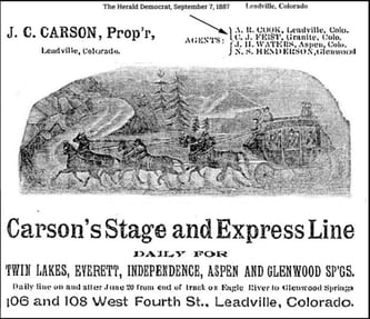 Advertisement for Carson's Stage and Express Line