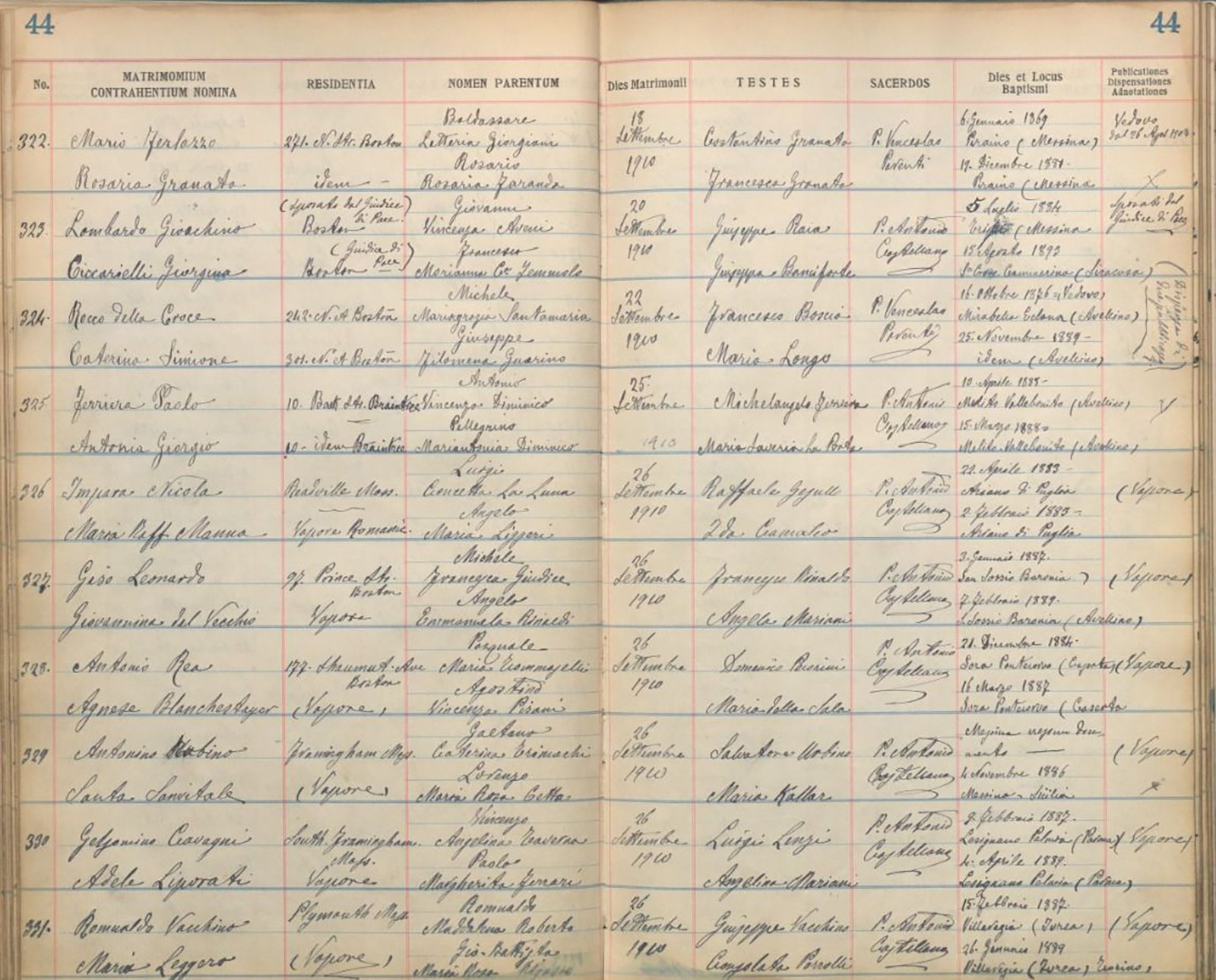 Marriage records from St. Leonard's